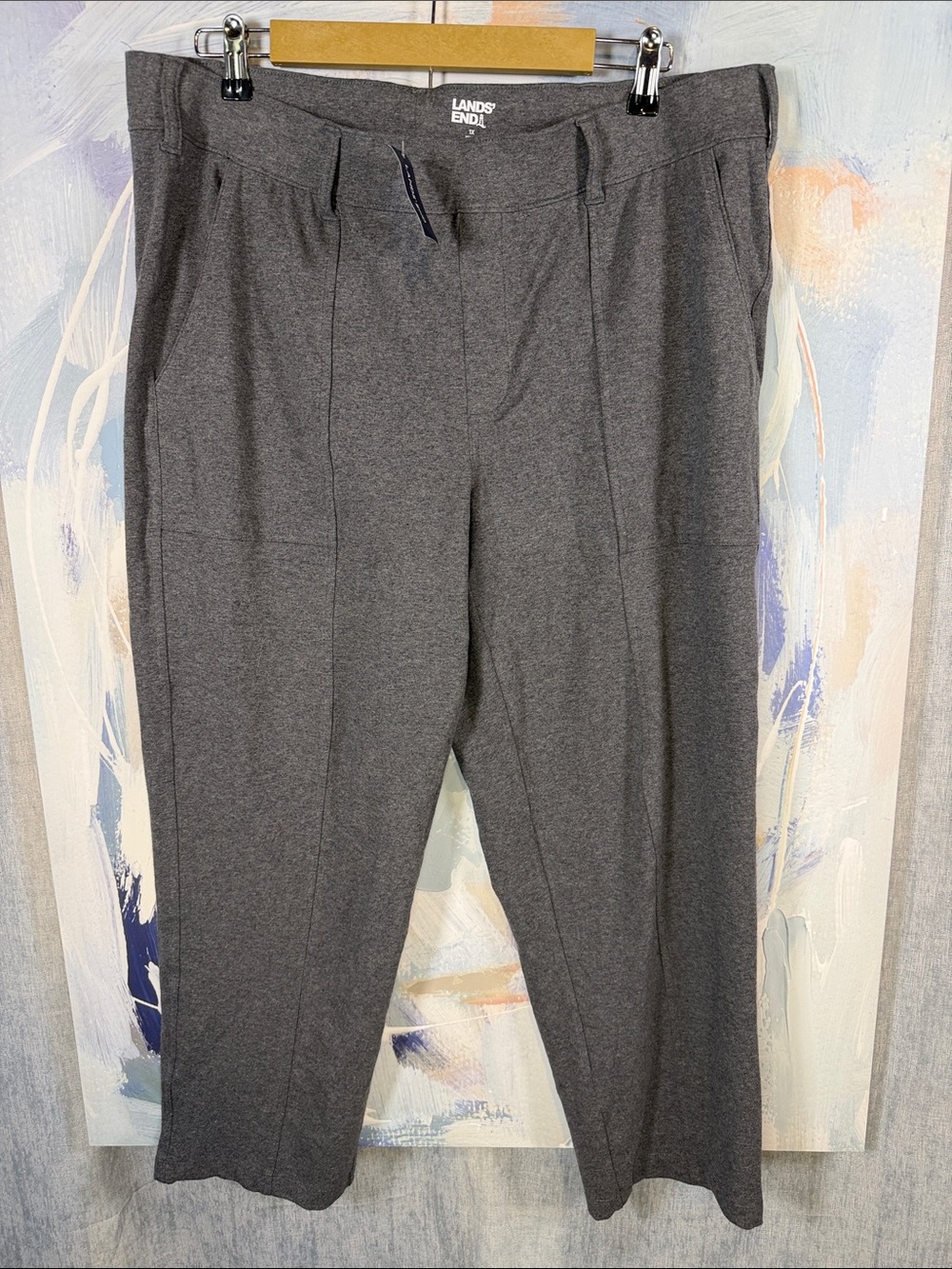 Lands’ End Utility Ankle Pants Charcoal Gray Stretch Pull On Trouser Size 1X